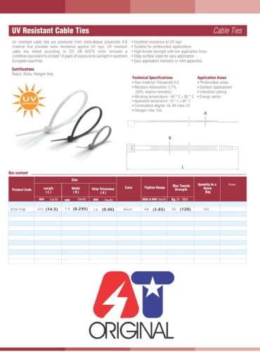 AT Original Cable Ties data from Catalogue mod 370-75B only